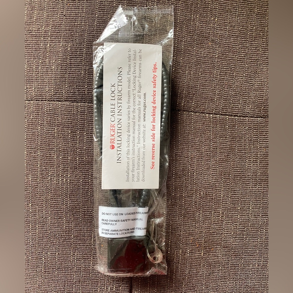 Ruger 15” Black Firearm Safety Cable Lock R15LC1 With 2 Keys Brand New